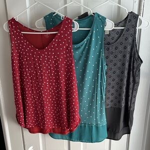 Loft Tank Tops, Pink/Coral, Teal, Gray, Size M